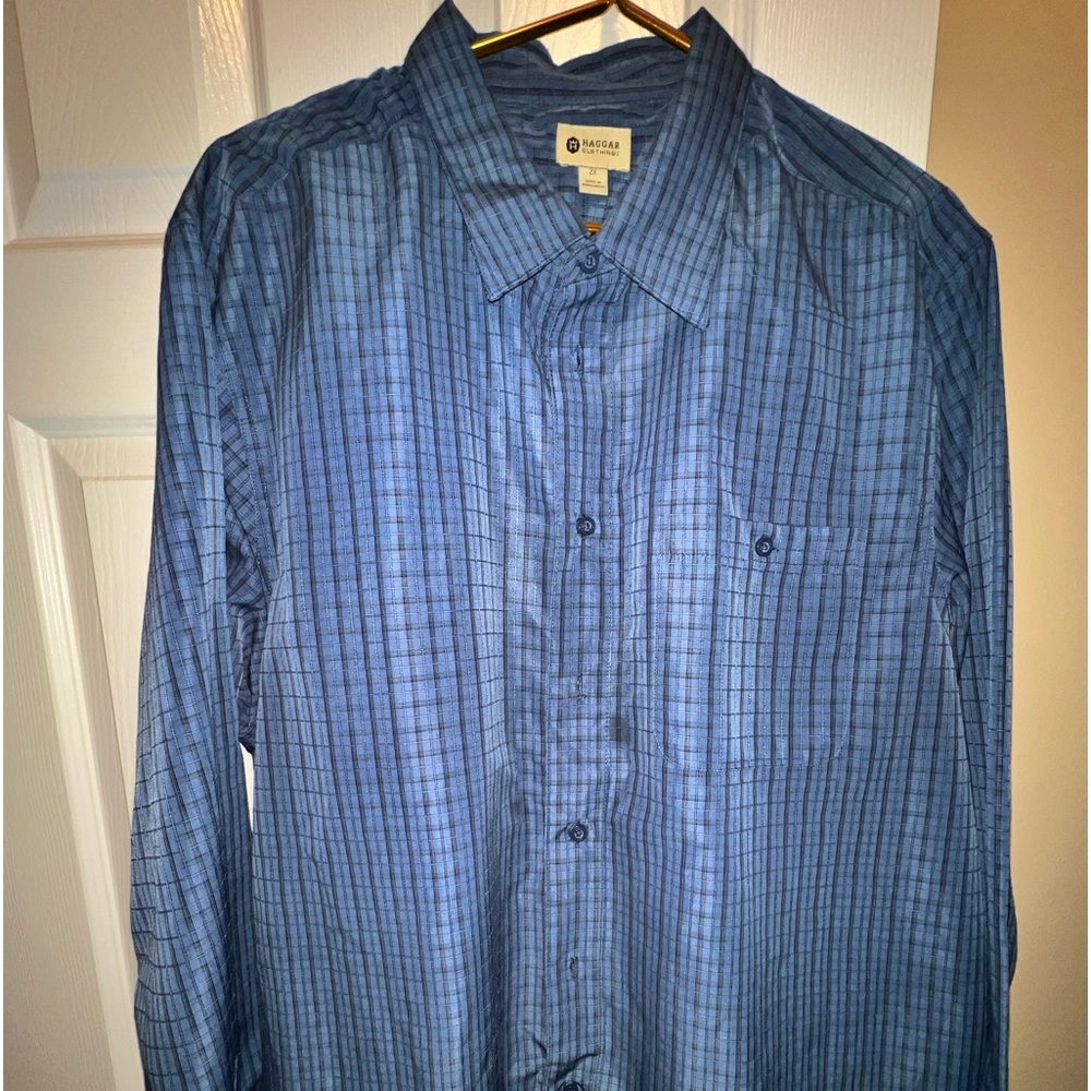 Haggar 2xl blue dress shirt